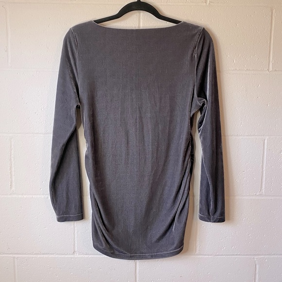 Soft Surroundings Velvety Grey Ruched Long Sleeve Top Size Small - Picture 6 of 9